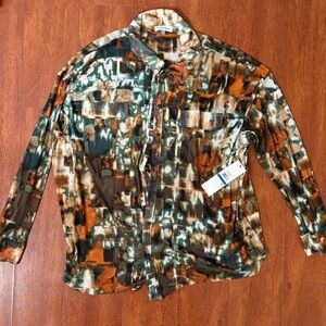 Calvin Klein Multicolor Meshlike Button Up Blouse